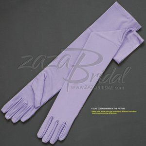 19.5″ Long 4-Way Stretch Matte Finish Satin Dress Gloves 12BL - Lilac